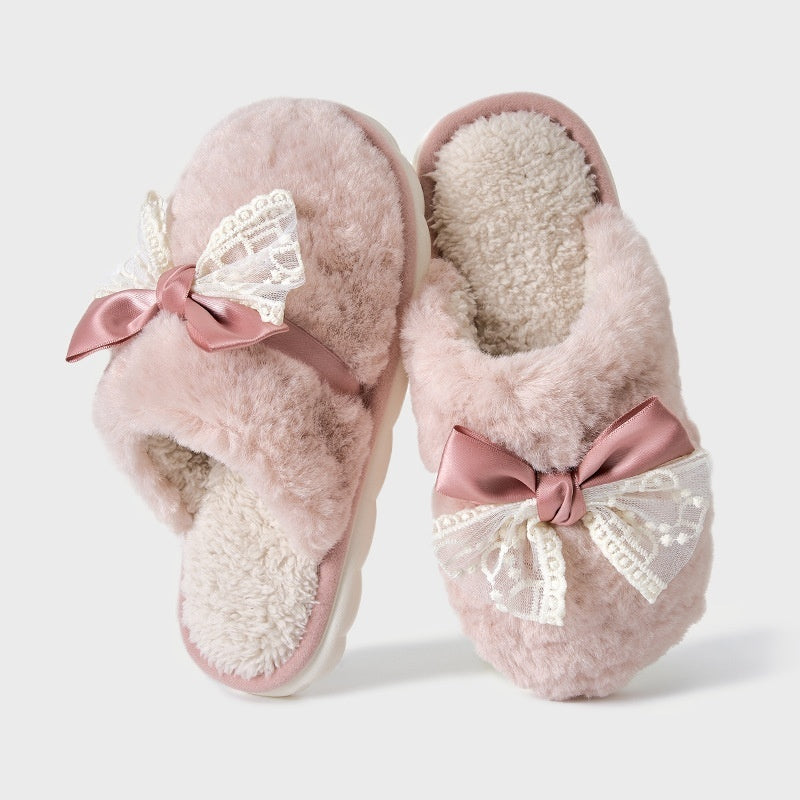 Simple Plush Cotton Slippers Indoor Home Warm Slugged Bottom Soft And Comfortable