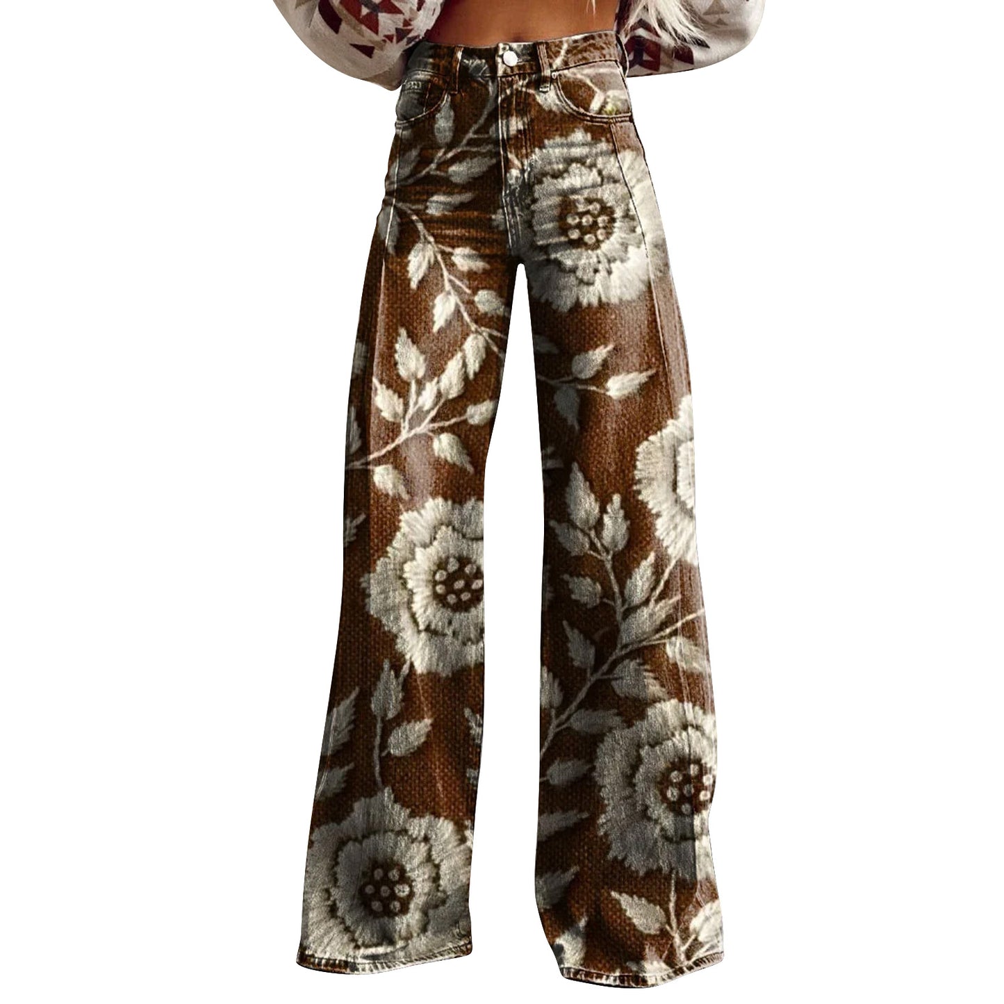 Trendy Flared Denim Jeans Made From Pure Cotton For Women