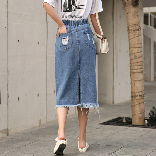 Junjun Xintang Denim Bodycon-nederdel til store kvinder