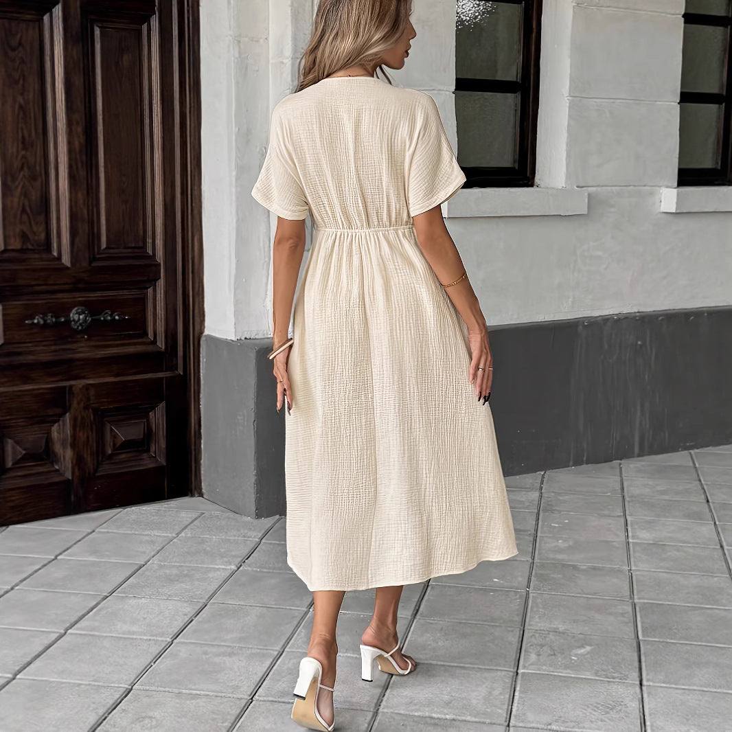 Womens Bohemian Deep V-Neck Dress