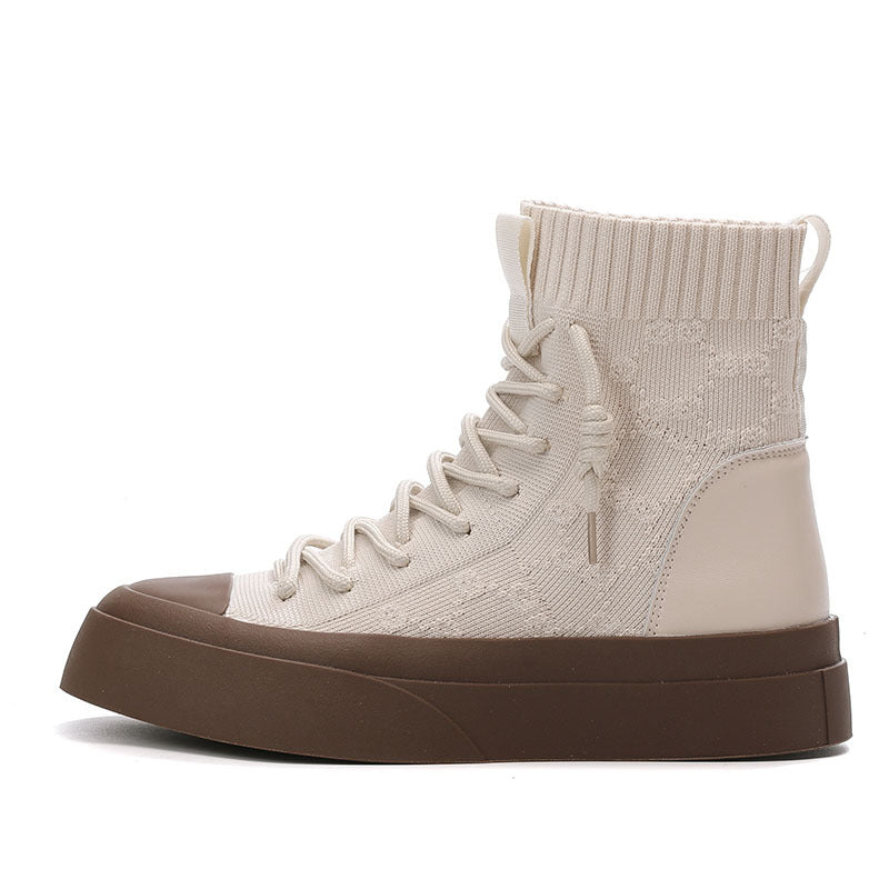 Casual Fashion Flat-bottom Lace-up Flying Woven Running Shoes