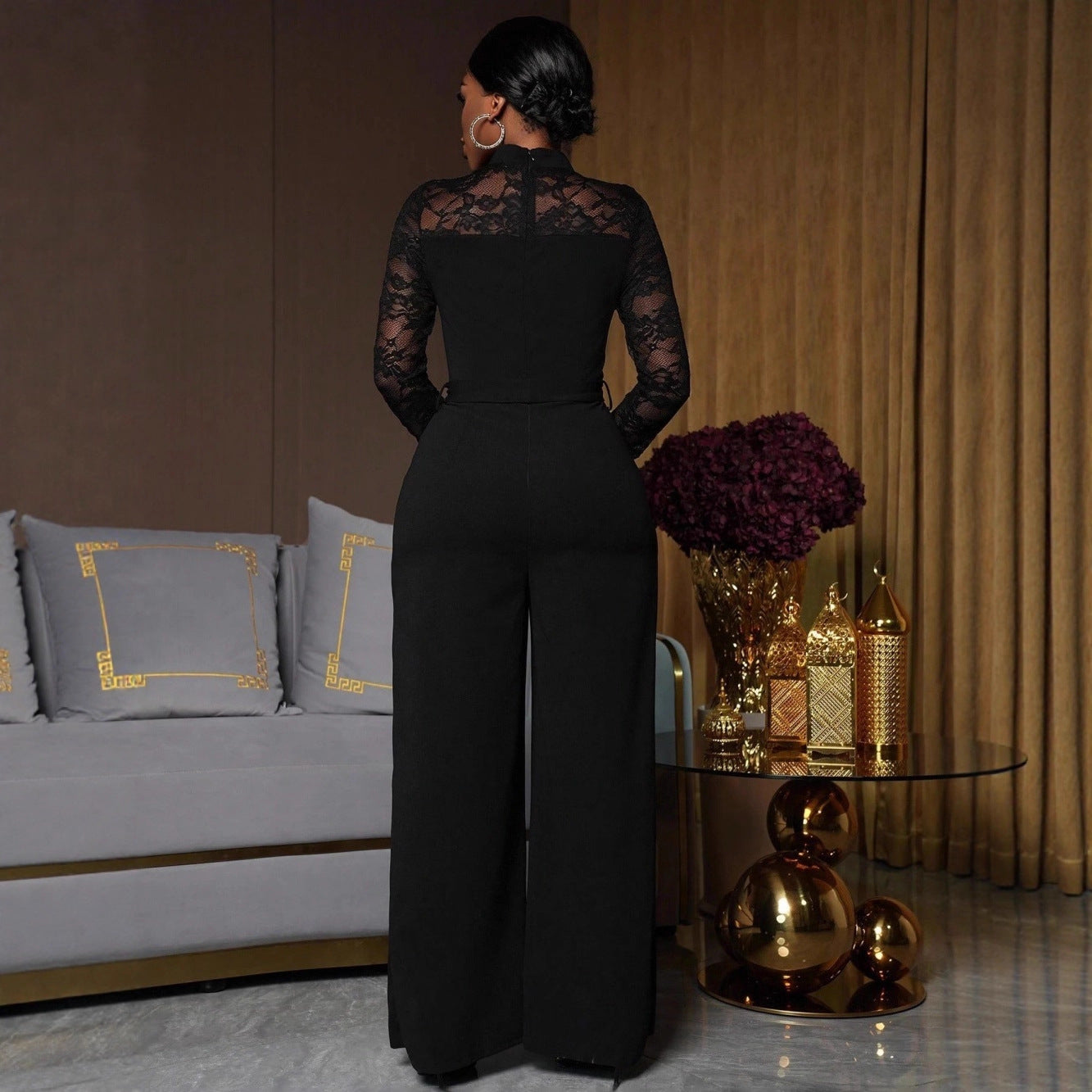 Women's Fashionable And Elegant Lace-Patchwork Jumpsuit
