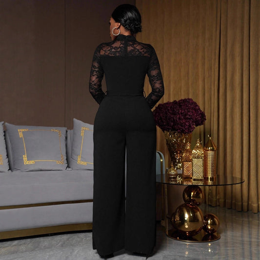 Women's Fashionable And Elegant Lace-Patchwork Jumpsuit