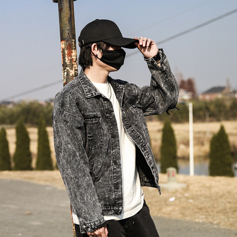 Wings Three-dimensional Embroidery Broken Holes Washed Youth Fashion Trend Denim Clothes