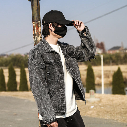 Wings Three-dimensional Embroidery Broken Holes Washed Youth Fashion Trend Denim Clothes
