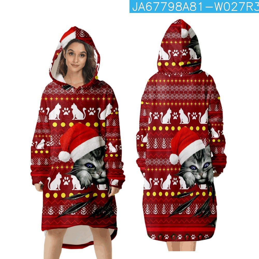 Grønt pelsmonster jule 3D digitalprintet hjemmetæppe/sweater