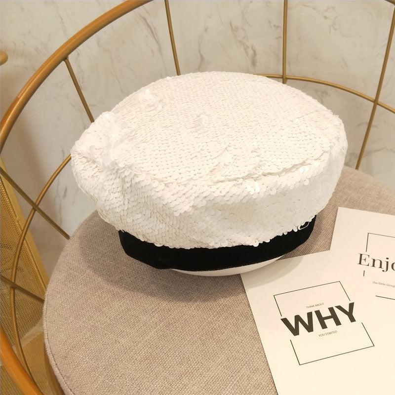 Korean Version Retro Women's Fashion Personality Sequin Beret