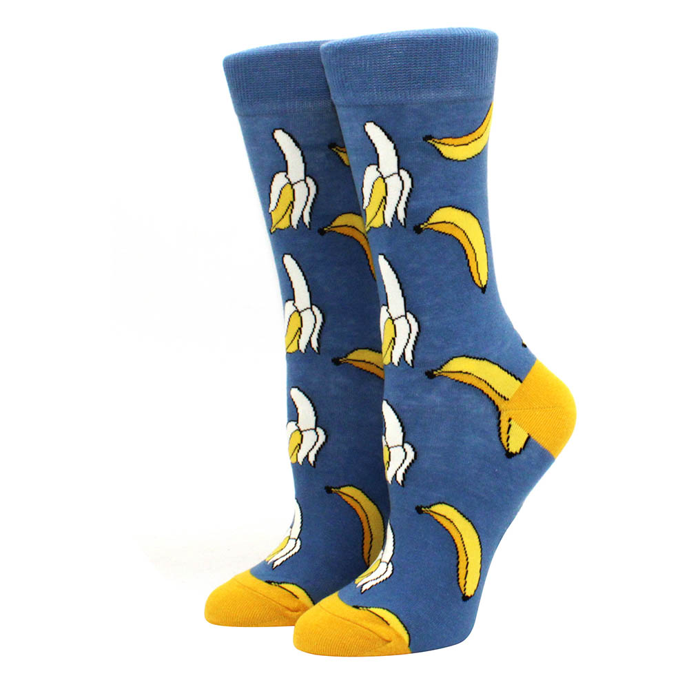 Colorful Women's Cotton Round Socks Funny Banana