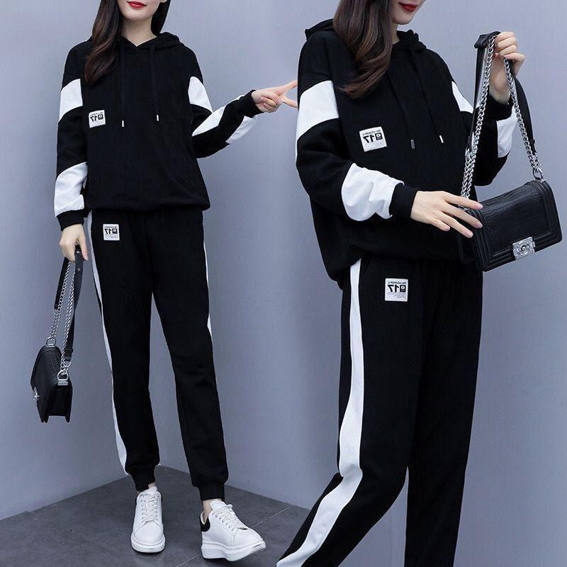 Womens Loose Plus-Size Fashionable Sportswear Set