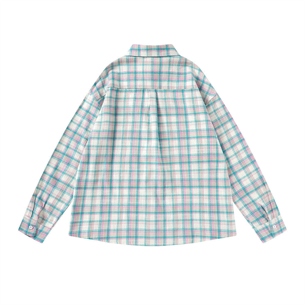 American Plaid Long-sleeved Shirt Men's Spring And Autumn Street