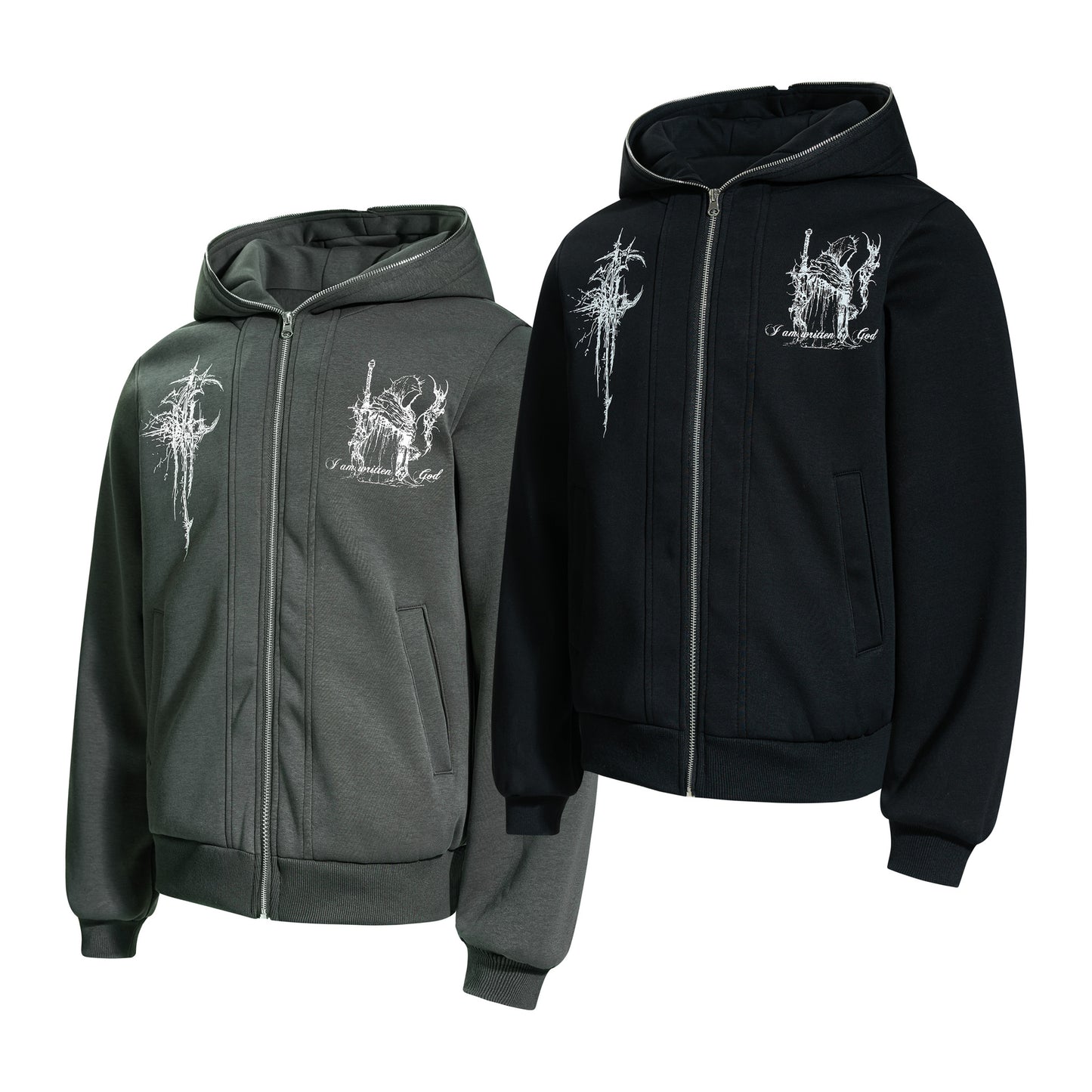 American-style Design Printed Zippered Long-sleeve Sweatshirt