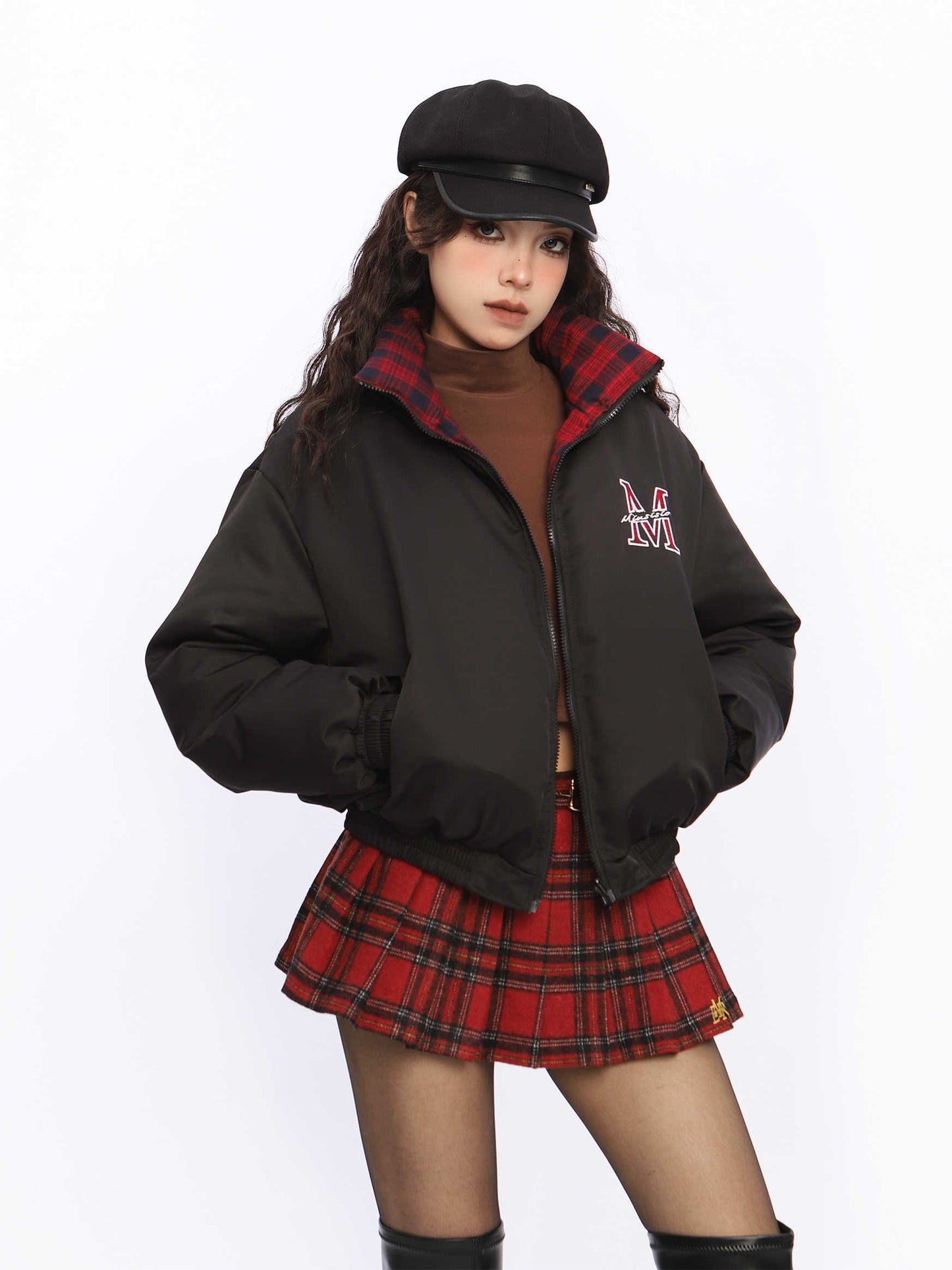 American Style Red Plaid A- Line Skirt Women