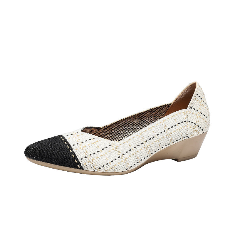 Fashion Casual Wedge Knitted Women Flyknit Casual Shoes