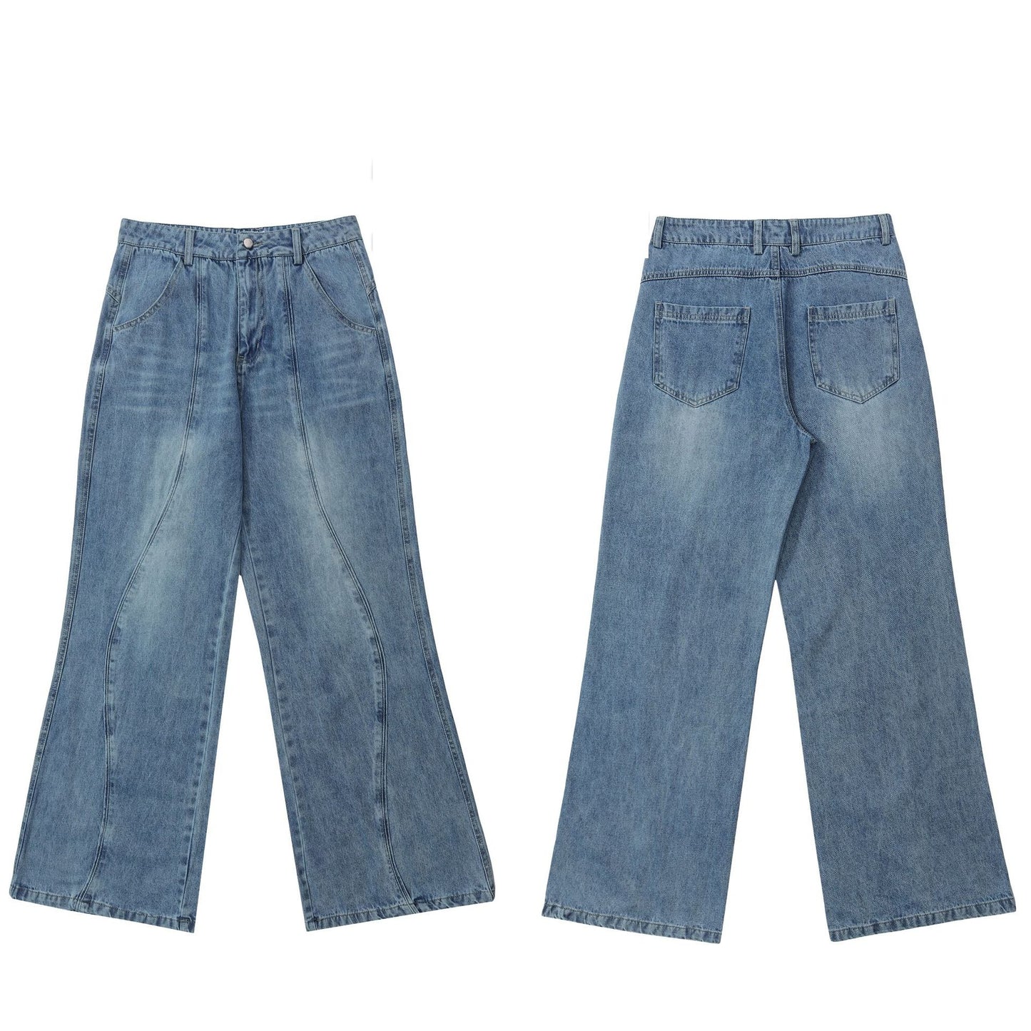American Street Neutral Loose Retro Light-colored Jeans