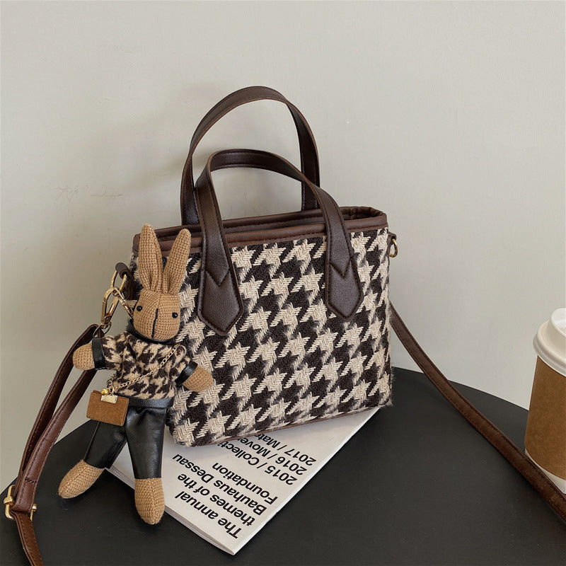 Mode Houndstooth Skuldertasker Bærbare Skakternede Håndtasker All-match Messenger Taske Dame Totes