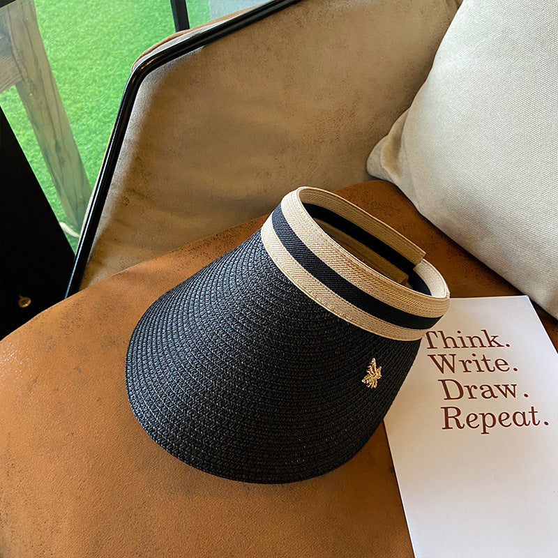 Women's Straw Empty Top Peaked Hat