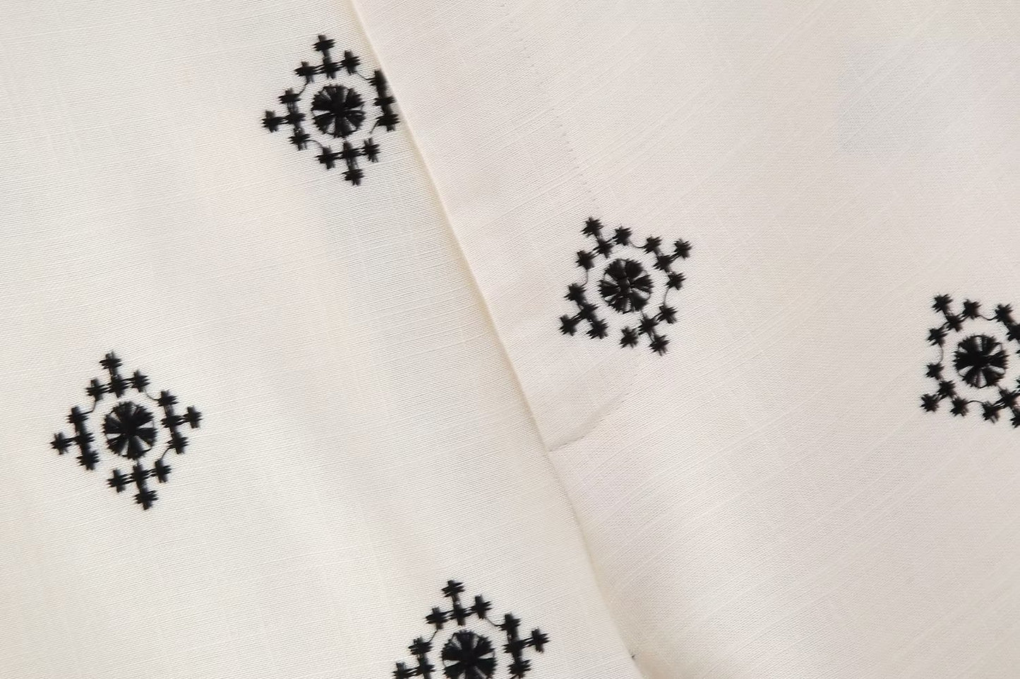 Geometric Embroidery Wide Leg Straight Casual Pants