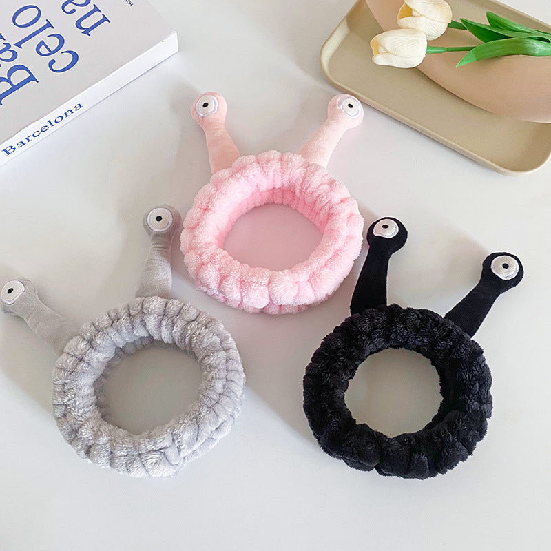 Cartoon Funny Snail Cute Face Wash Mask Plush Hair Band