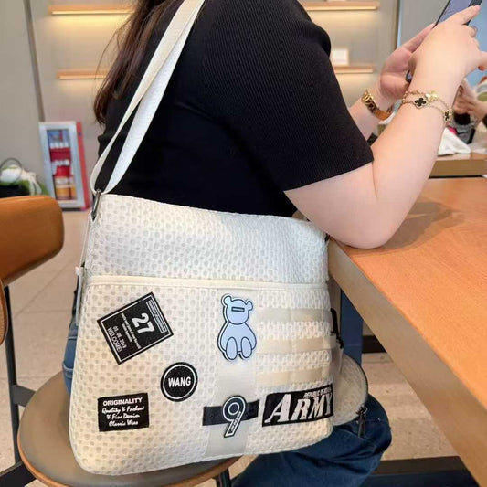 Mesh Crossbody Patch Large Capacity Simple Shoulder Bag