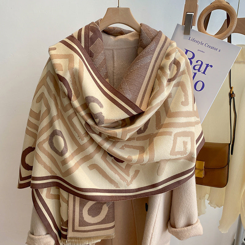 Women's Simple Thickened Warm Reversible Scarf