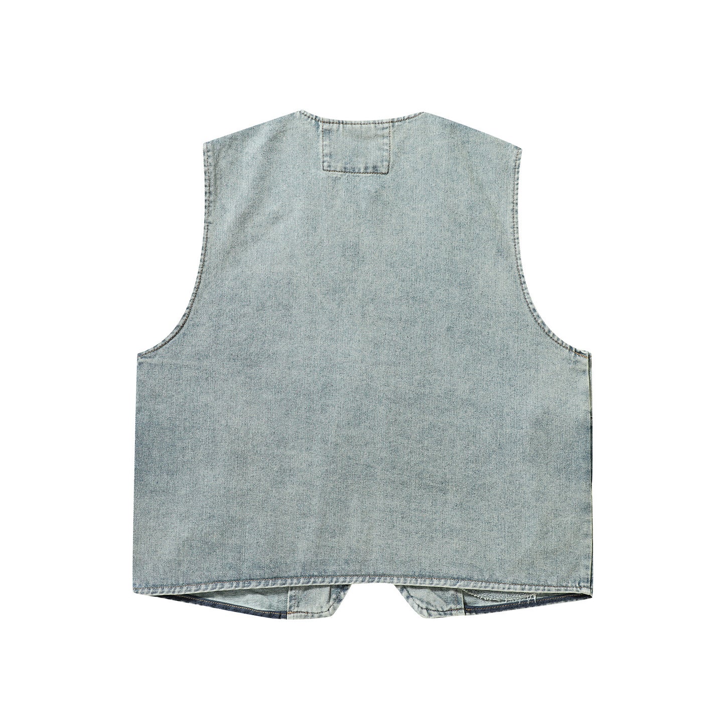 Retro Distressed Tooling Denim Vest Coat