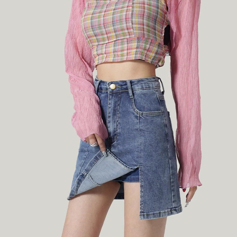 High Waist Denim Half-length Slim Slimming Hip Skirt