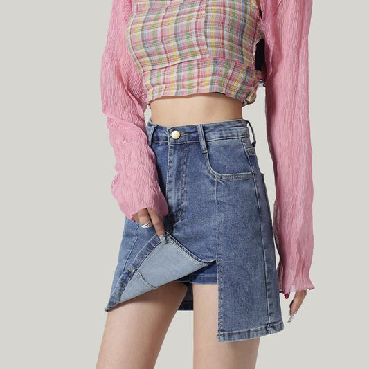 High Waist Denim Half-length Slim Slimming Hip Skirt