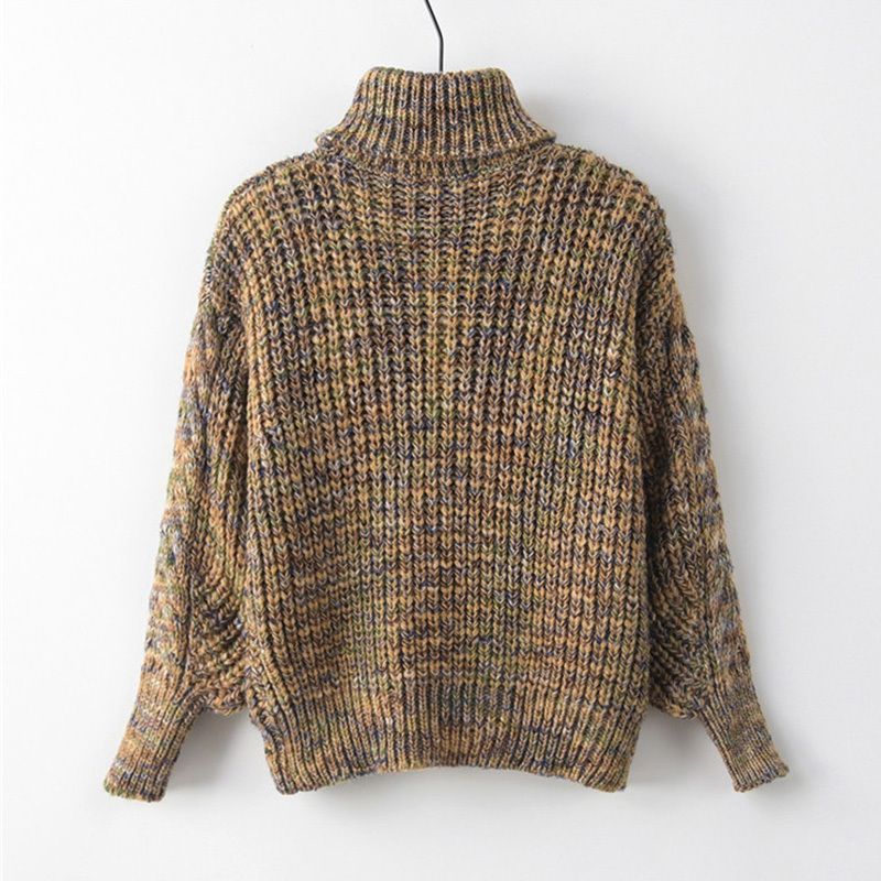 National stil retro pullover tyk rullekrave løs strik til kvinder