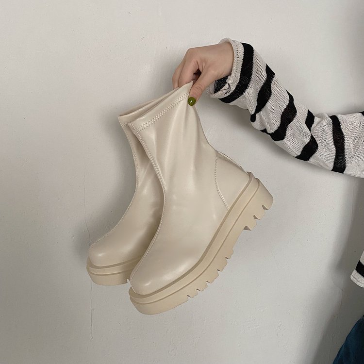 Women Soft Sole Thick Heel Zip Chimney Boots