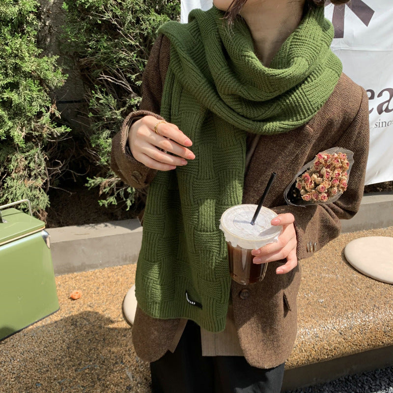 Women's Fashion All-match Wool Square Cross Cute Girl Scarf