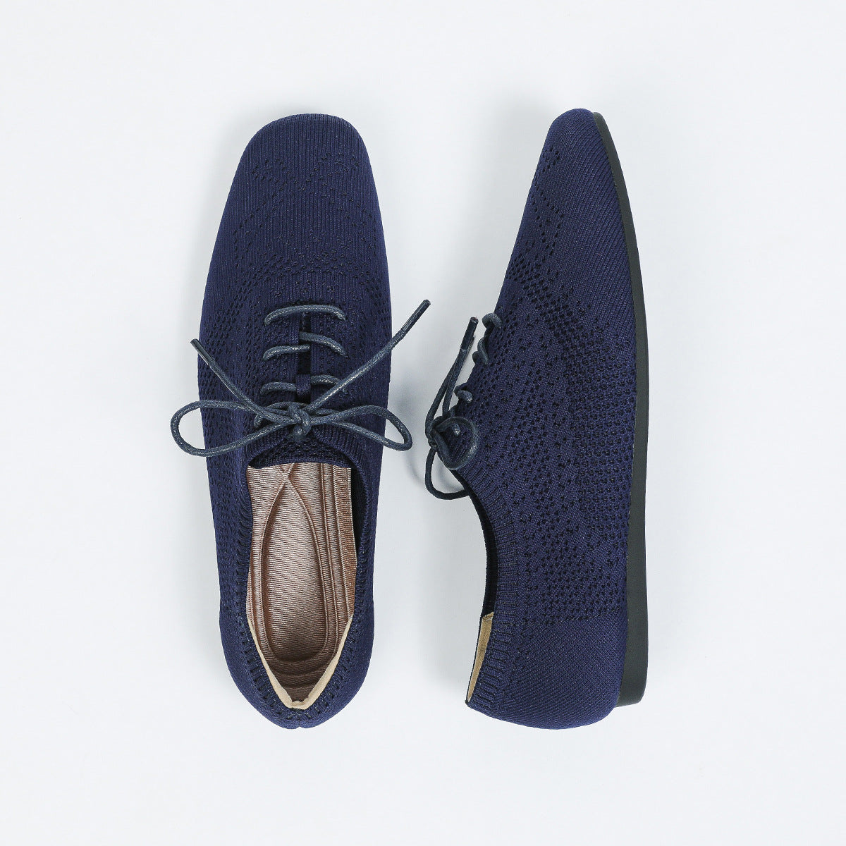 Flyknit Deep Mouth Brogue Lace-up Square Head Leisure Oversized Shoes