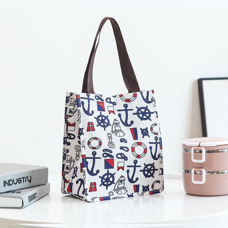 Korean Version Printed Canvas Cotton Bag Convenient Folding Handbag