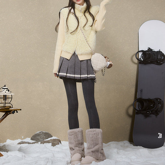 Autumn And Winter Stitching Zip Knitted Sweater