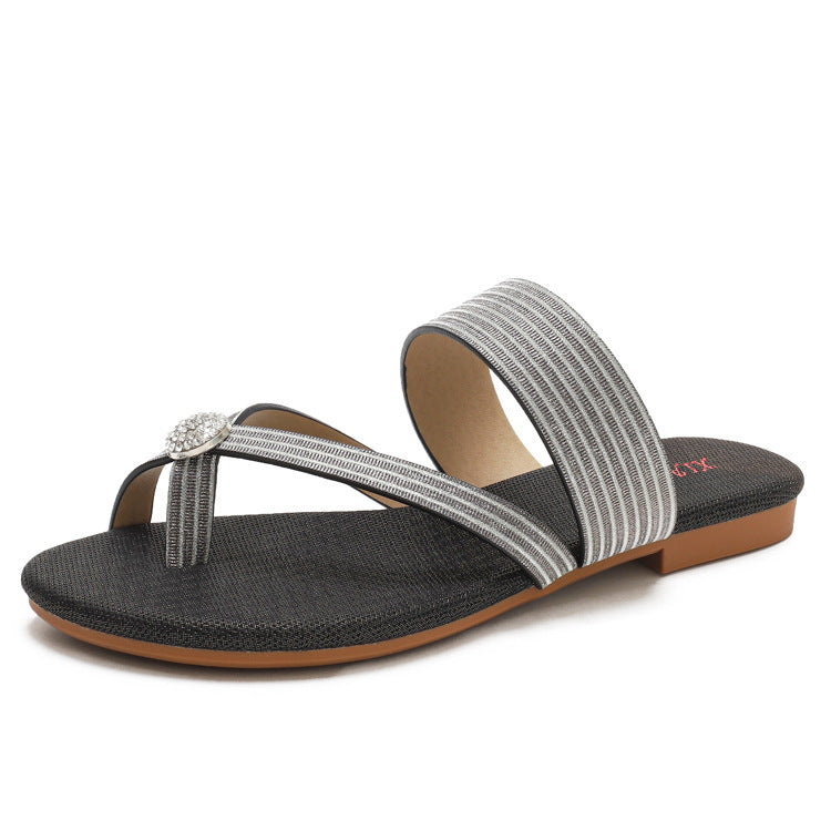 Women's Rhinestone Resort Beach Flat All-match Roman Shoe