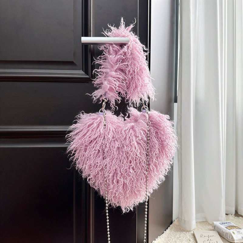 Womens Wool Handbag With Chain Strap