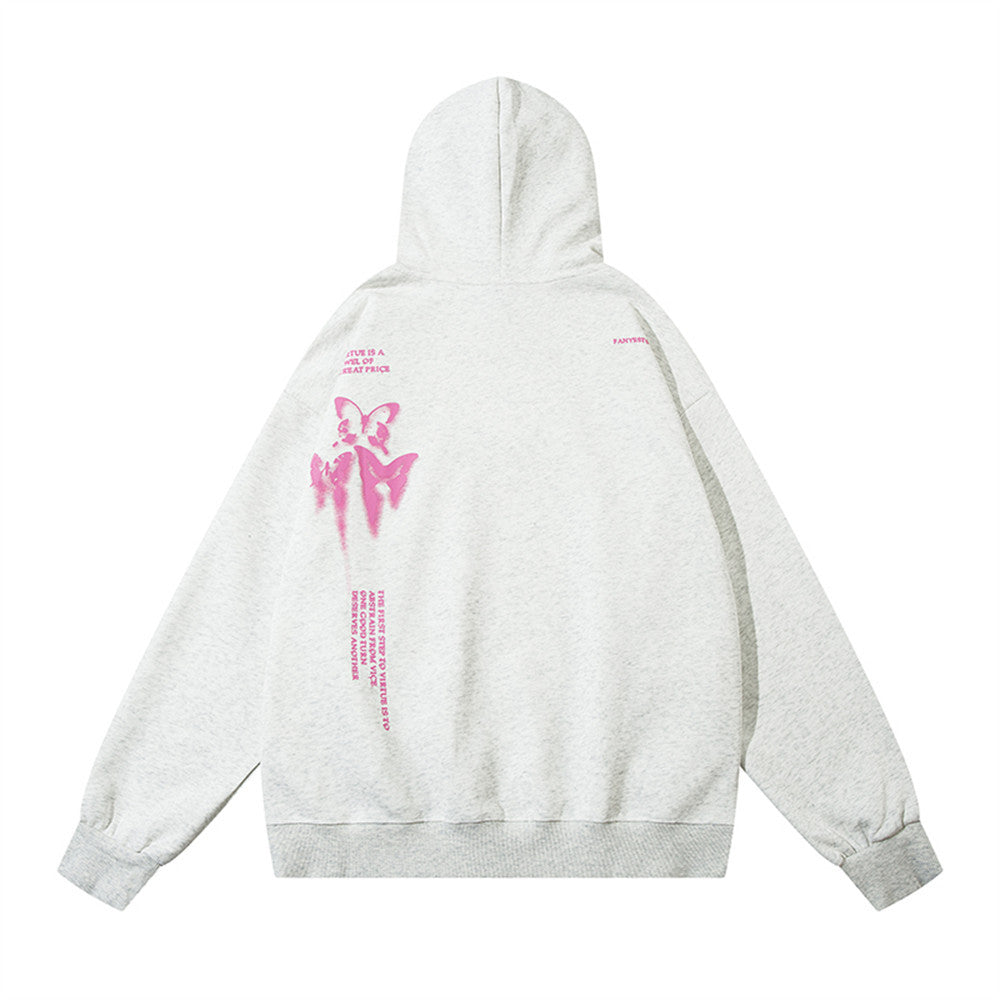 Loose Casual Butterfly Printed Hoodie