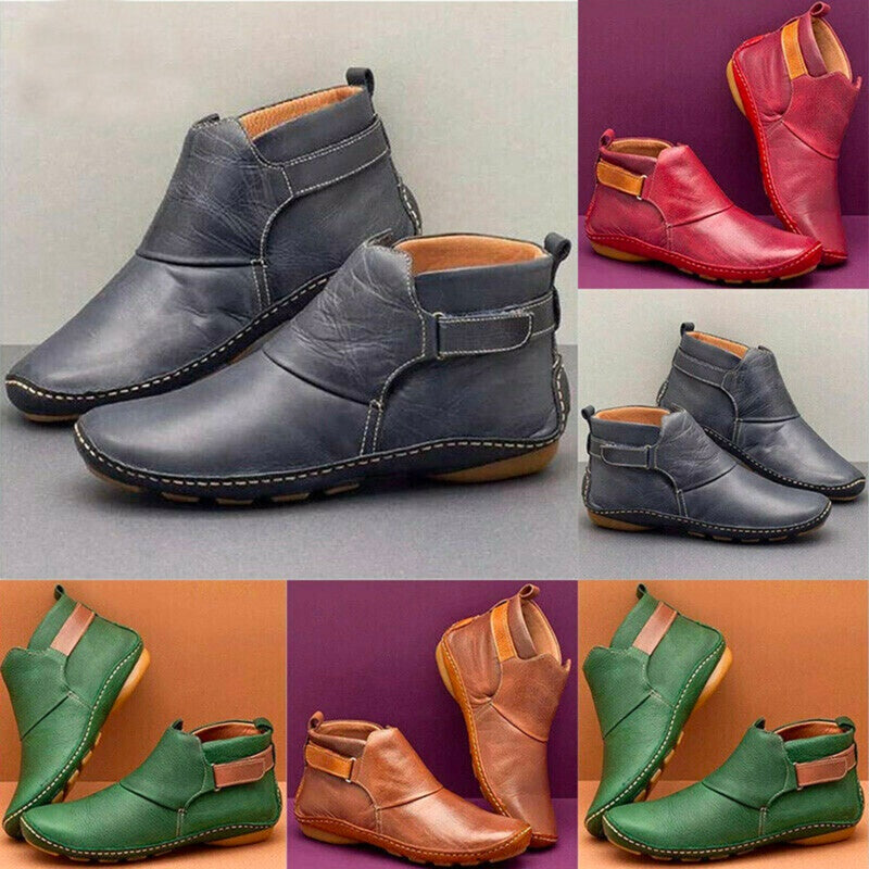 Round Toe Casual Leather Boots Sleeve Fashion