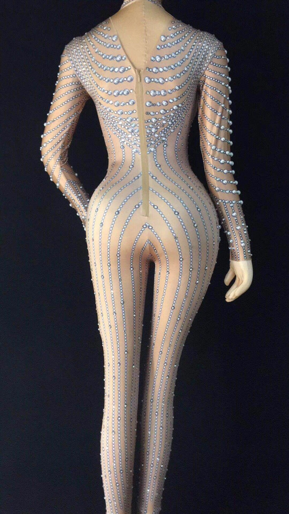 Singer Dance Yoga Rings Skin Tone Pearl Stretch One-piece Women's