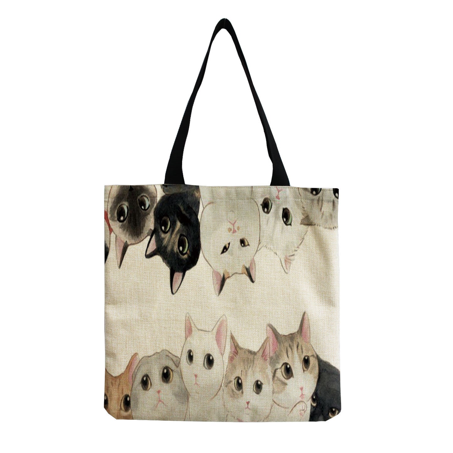 Foldable Portable Cute Cat-group Printed Handbag
