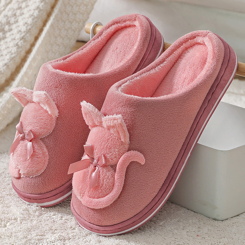 Women's Cute Plush Couple Cotton Slippers Non-slip