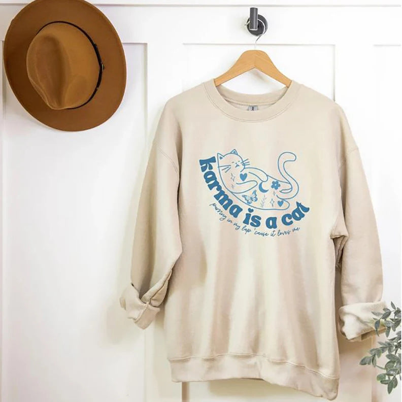 Retro sweatshirt til kvinder med rund hals