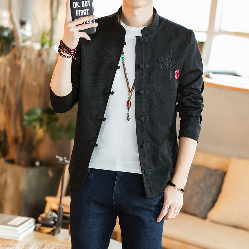 Chinese Style Men's Embroidered Buddha Casual Jacket