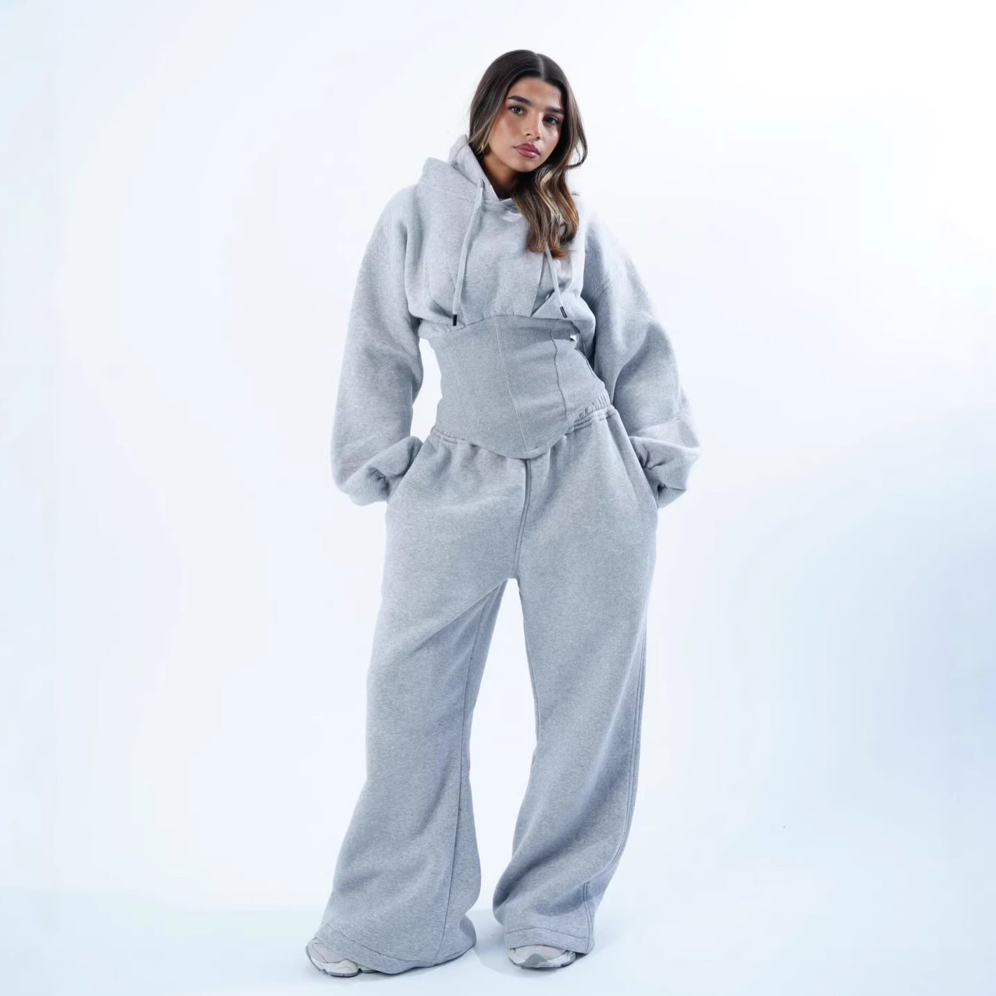 Womens Slim-fit Hoodie And Pants Two-piece Set