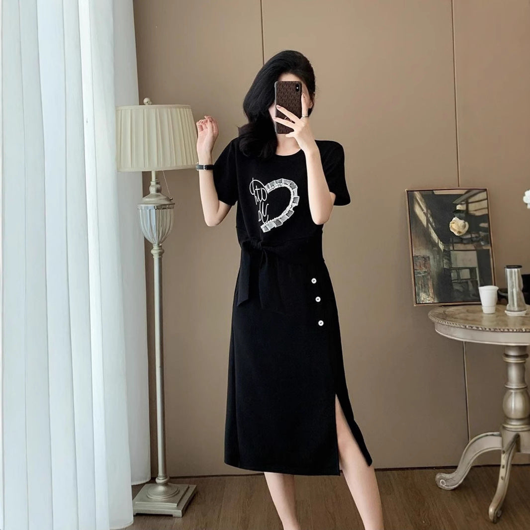 Women's Niche Design Sense Short Sleeve Skirt Two-piece Set