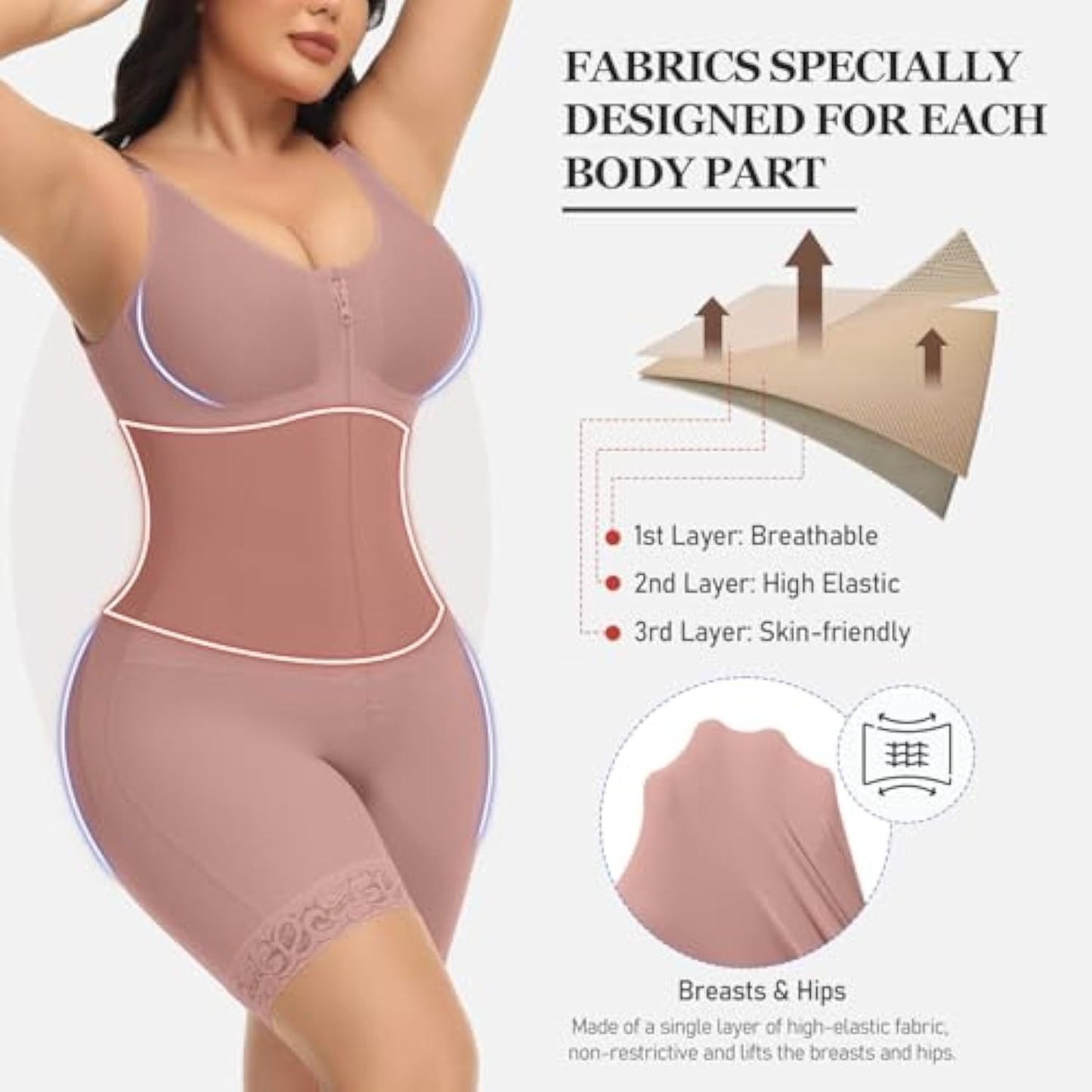 One-piece Corset Women With Chest Stitching Zipper