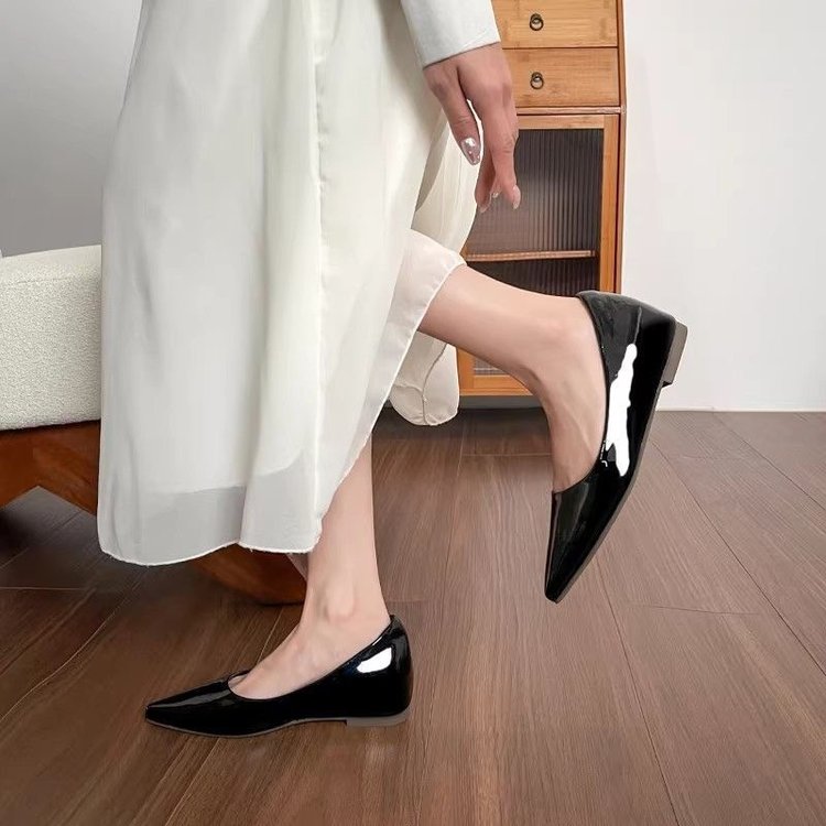 Women's Pointed Toe Nude Flats, French Gentle Style, Low Cut Fairy Design, Dress Shoes For Women