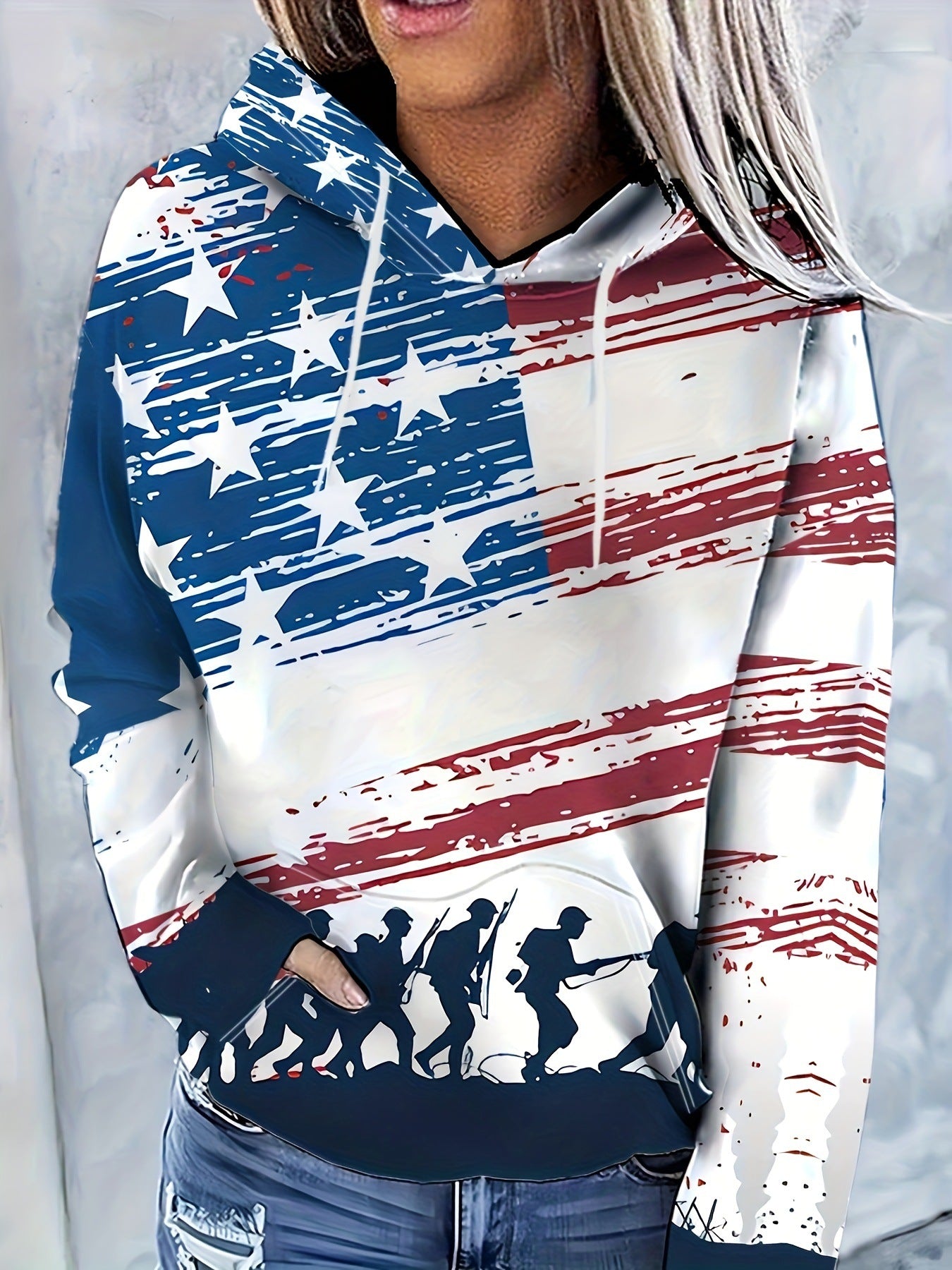 Digital-Print Casual Streetwear Dame Hættetrøje 3D