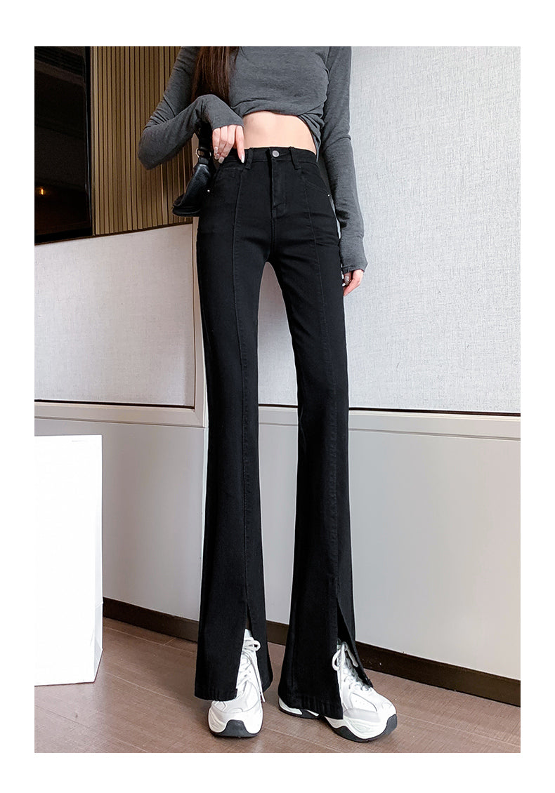 Micro Flared Jeans Women's High-waisted Thin Split Wide-leg Women's Pants