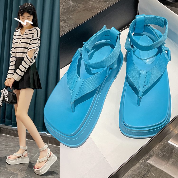 Heightening Platform Roman Slip On Thong Seaside Beach Shoes