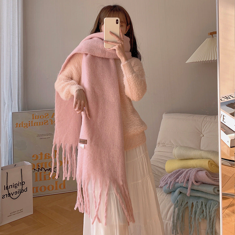 Women's Versatile Fashion Solid Color Warm Scarf